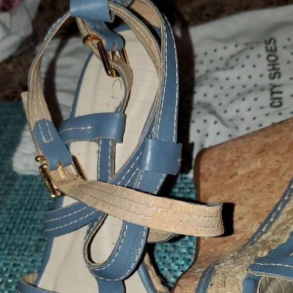 CITY SHOES Blue Strappy Wedge Sandals - Picture 3 of 8